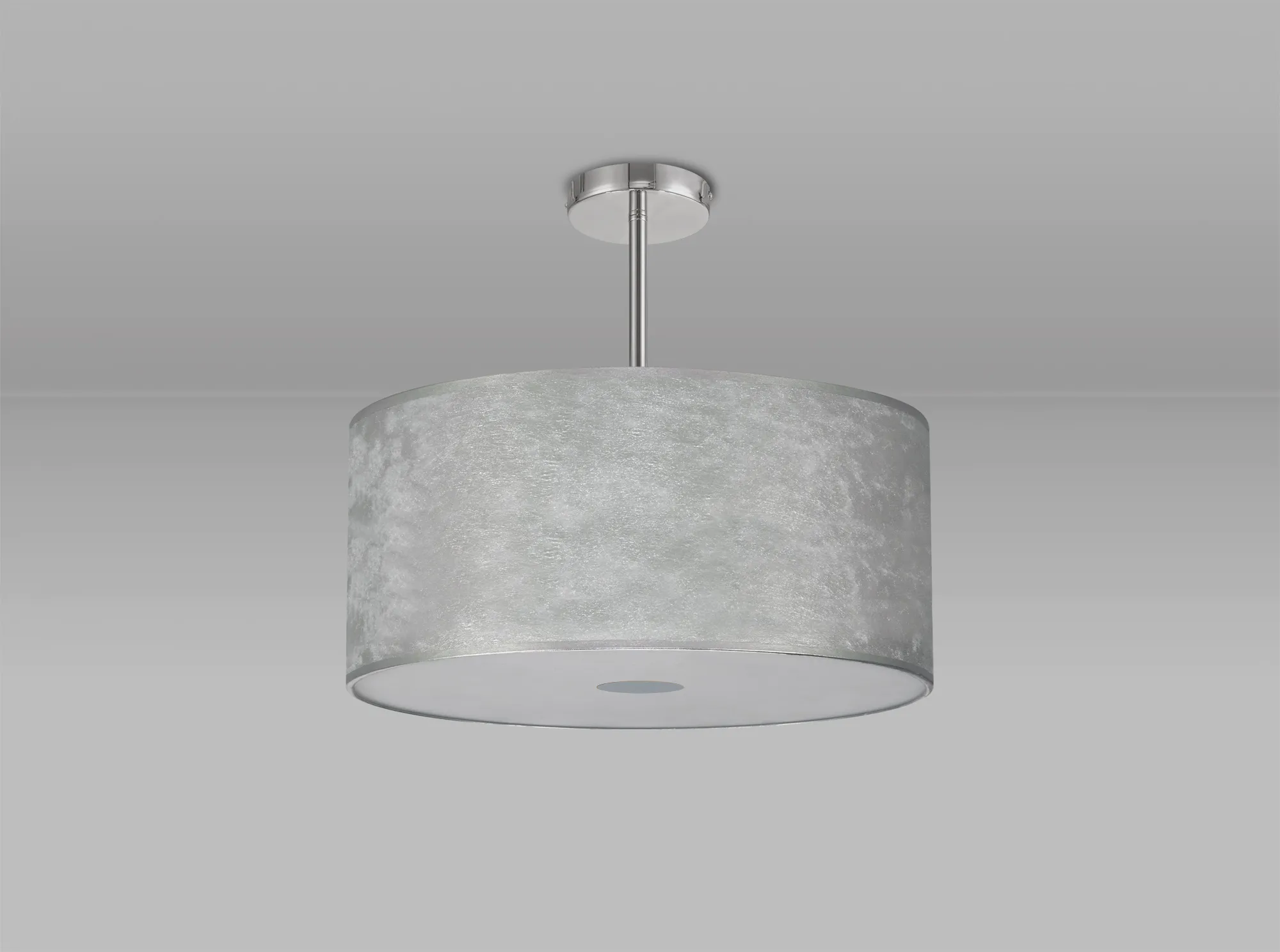 Baymont 50cm Semi Flush 5 Light Polished Chrome, Silver Leaf, Frosted Diffuser DK0816  Deco Baymont CH SL